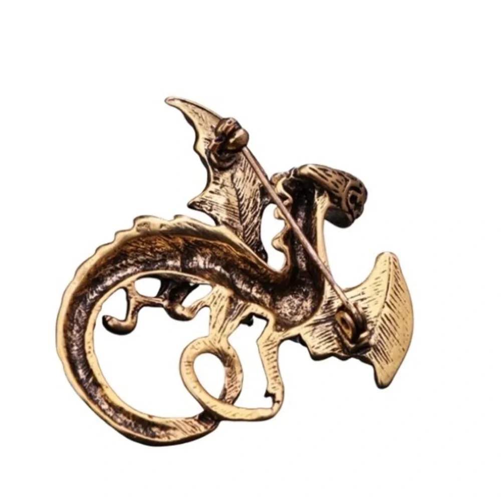 Crystal Rhinestone Dragon Suit Lapel Pin Badge for Men Accessories Jewelry